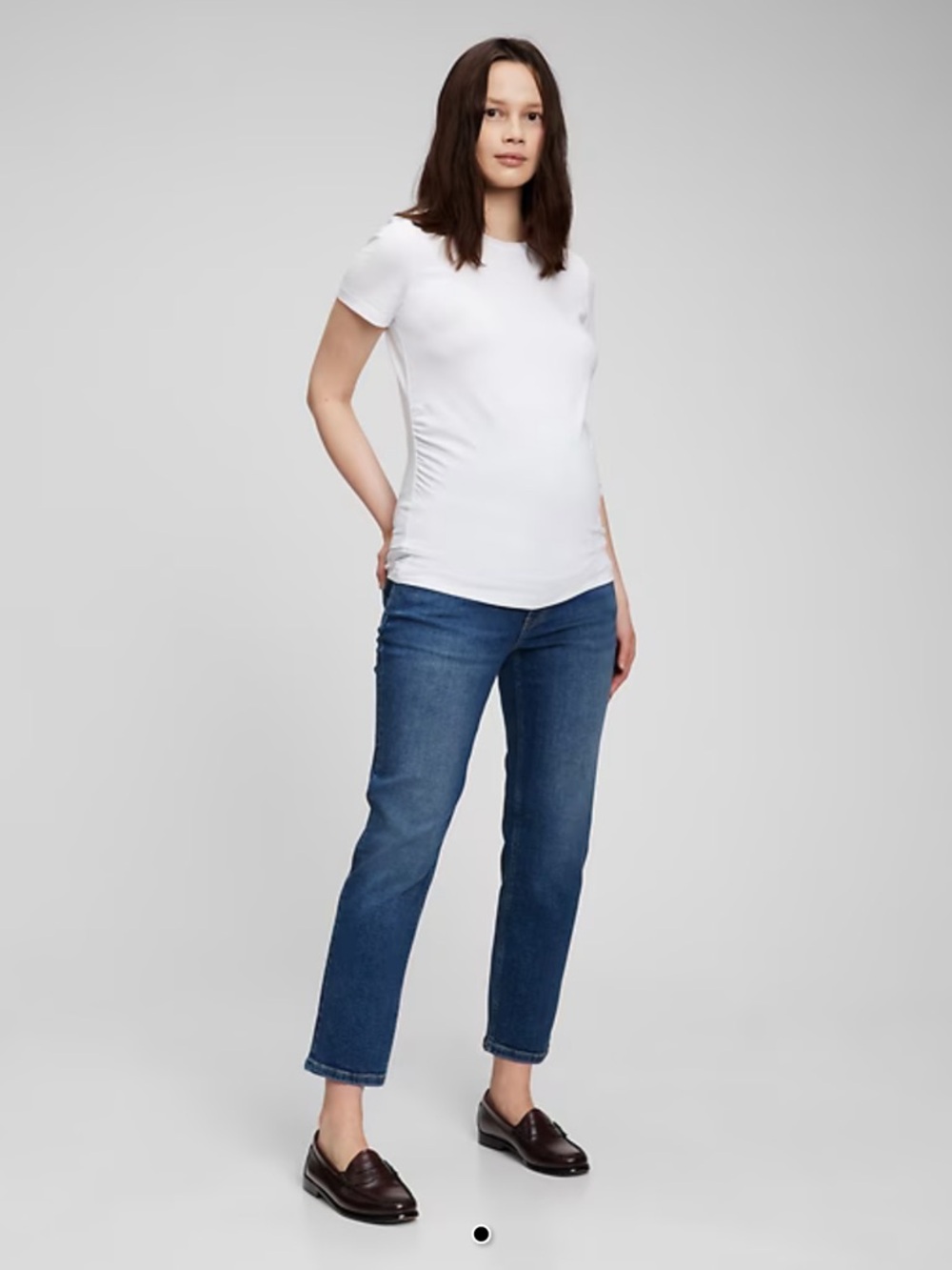 GAP Maternity True Waistband Full Panel Cheeky Straight Jeans Medium Wash size 4